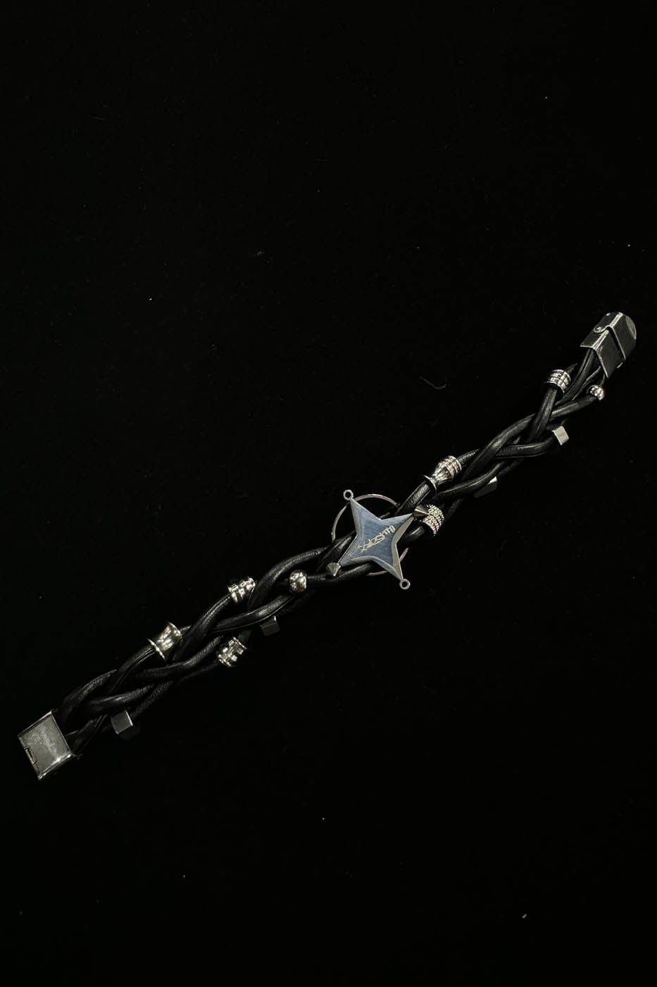 Chic Braided Star Leather Bracelet -  unique accessories - Stylish Braided Leather Bracelet with Four-Point Star - View 6