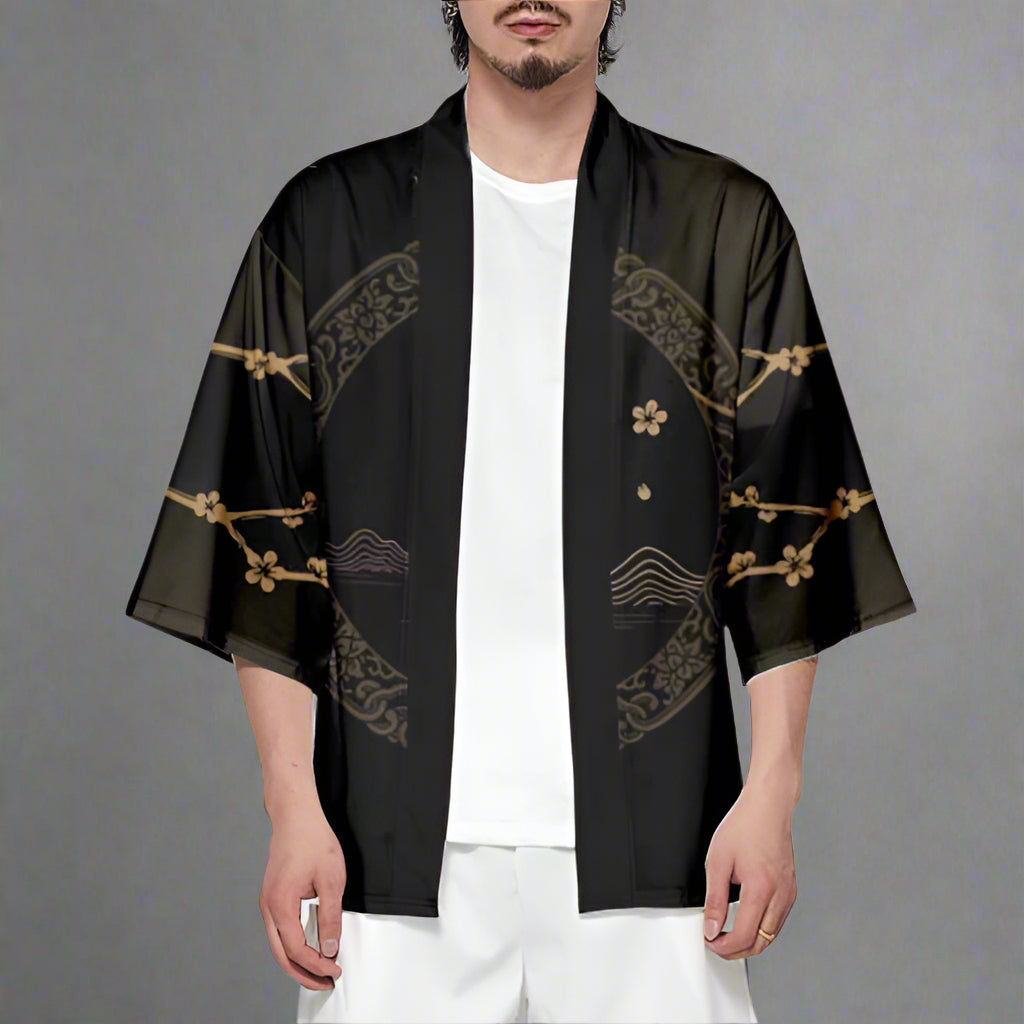 Chic Circle Print Kimono -  cardigan - Chic Circle Print Kimono Cardigan for Elegant Layering - View 3