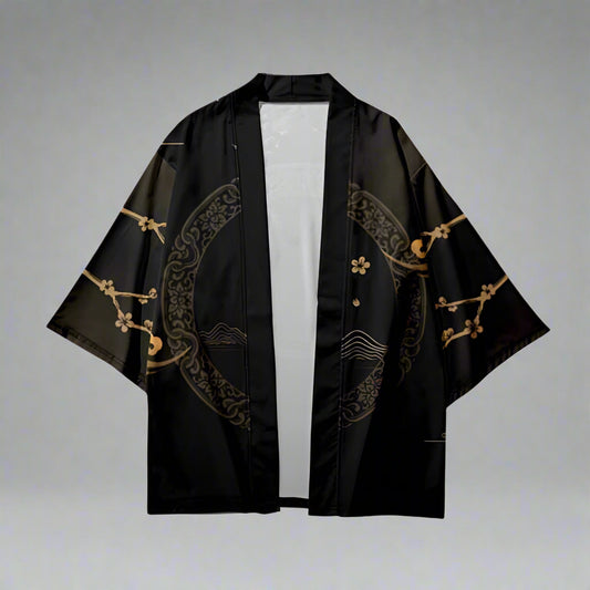 Chic Circle Print Kimono - japanese kimono - Chic Circle Print Kimono Cardigan for Elegant Layering - Main view