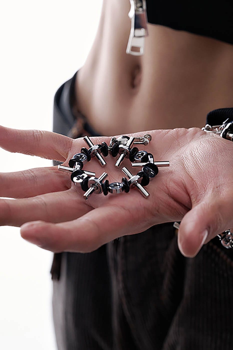 Chic Circular Ear Clips -  industrial style - Bold Circular Ear Clips with Industrial Charm - View 5