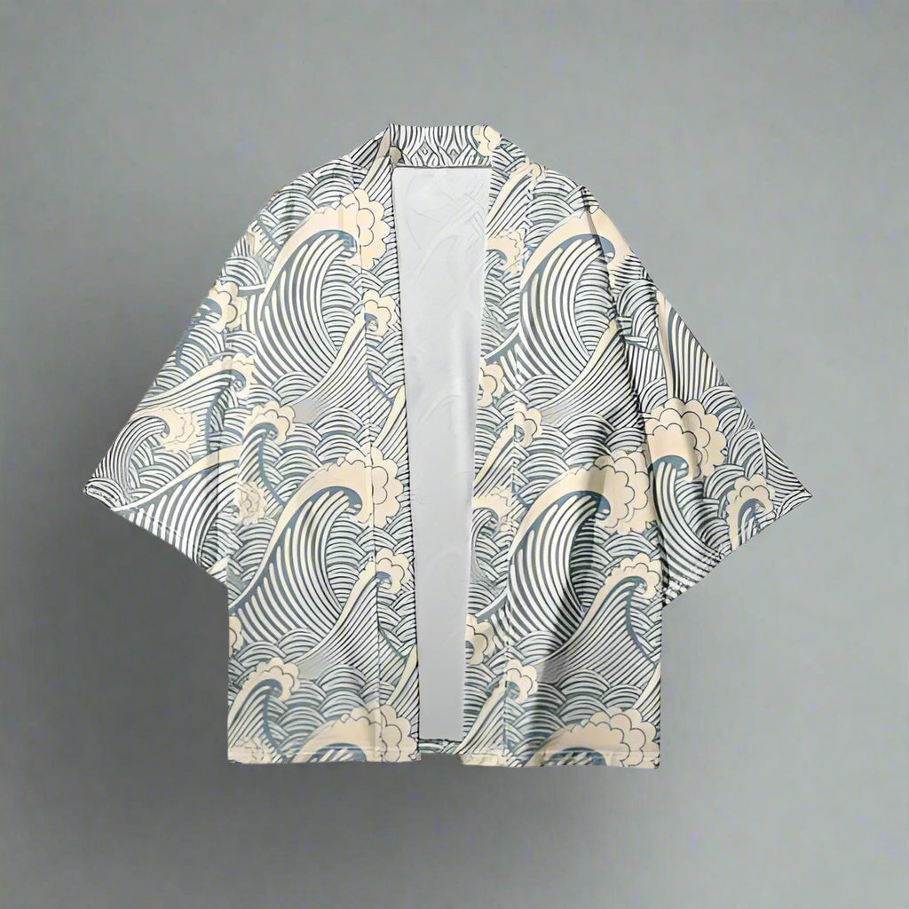 Chic Coastal Wave Kimono - chic kimono - Stylish Coastal Wave Kimono Cardigan for All Sizes - Main view
