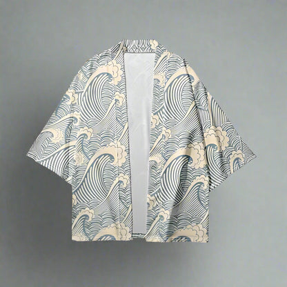 Chic Coastal Wave Kimono - chic kimono - Stylish Coastal Wave Kimono Cardigan for All Sizes - Main view