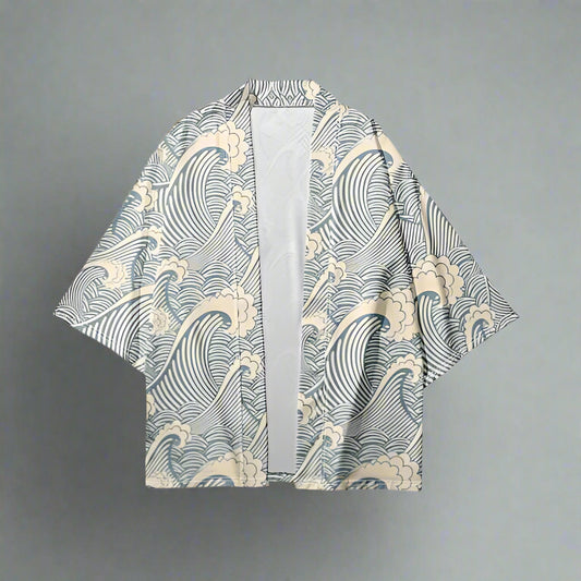 Chic Coastal Wave Kimono - chic kimono - Stylish Coastal Wave Kimono Cardigan for All Sizes - Main view