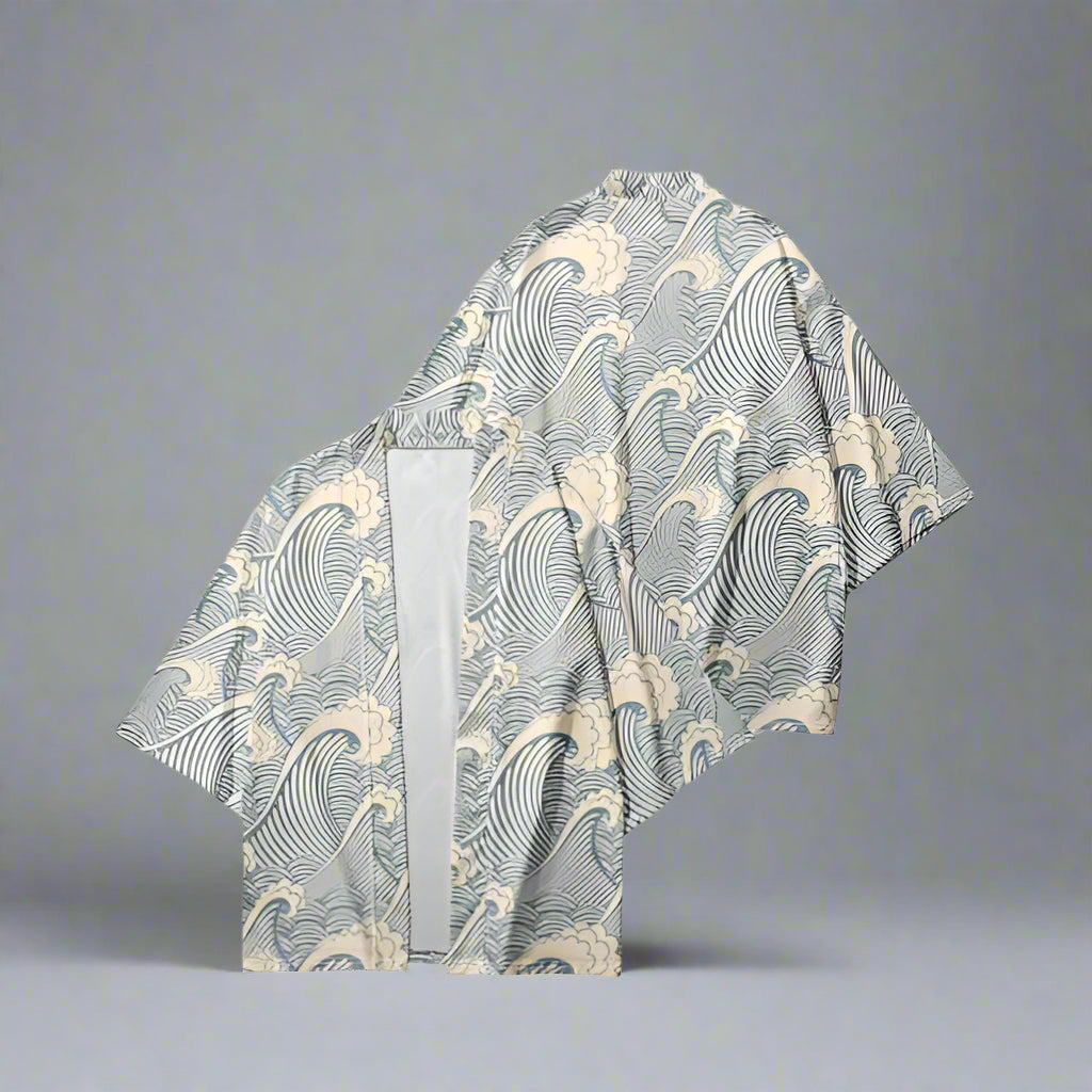 Chic Coastal Wave Kimono -  fashion layering - Stylish Coastal Wave Kimono Cardigan for All Sizes - View 4