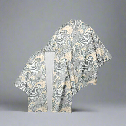 Chic Coastal Wave Kimono -  fashion layering - Stylish Coastal Wave Kimono Cardigan for All Sizes - View 4