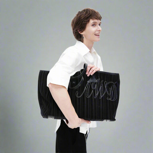 Chic Corduroy & Leather Tote - corduroy tote - Chic Corduroy and Leather Tote Bag for Everyday Use - Main view