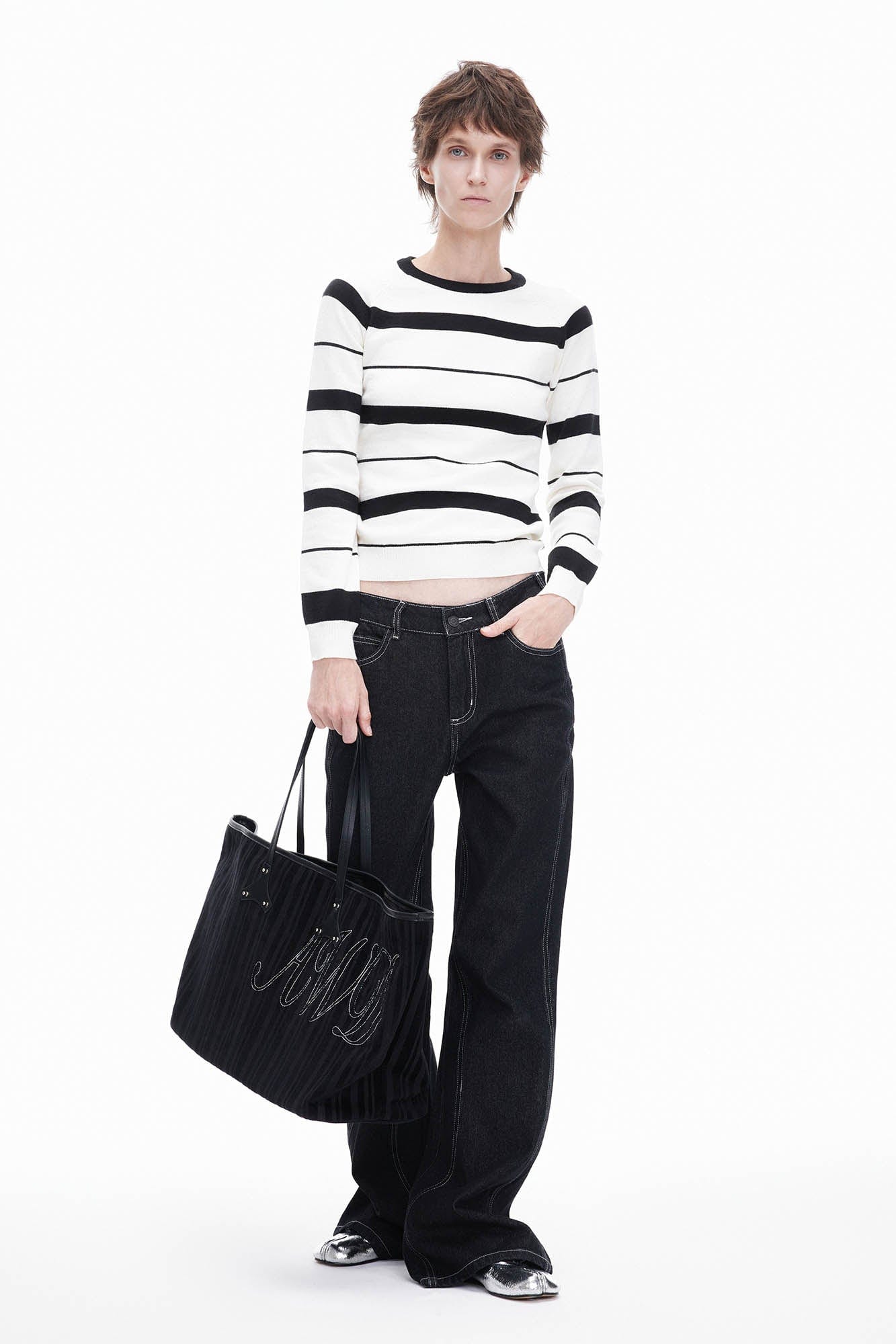 Chic Corduroy & Leather Tote -  durable leather tote - Chic Corduroy and Leather Tote Bag for Everyday Use - View 3