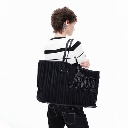 Chic Corduroy & Leather Tote - versatile tote bag - Chic Corduroy and Leather Tote Bag for Everyday Use - View 2