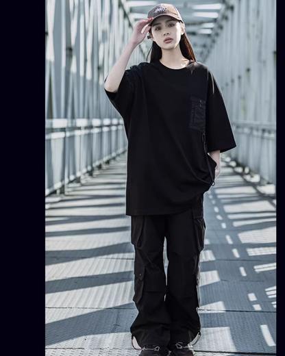 Chic Couple's Street Style Tee -  techwear - Couple's Street Style Loose Fit T-Shirt - View 7