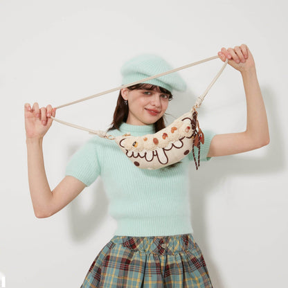 Chic Cream Croissant Shoulder Bag -  chic accessories - Stylish Cream Croissant Shoulder Bag with Appliqués - View 3