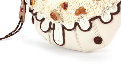 Chic Cream Croissant Shoulder Bag - cream bag - Stylish Cream Croissant Shoulder Bag with Appliqués - View 15