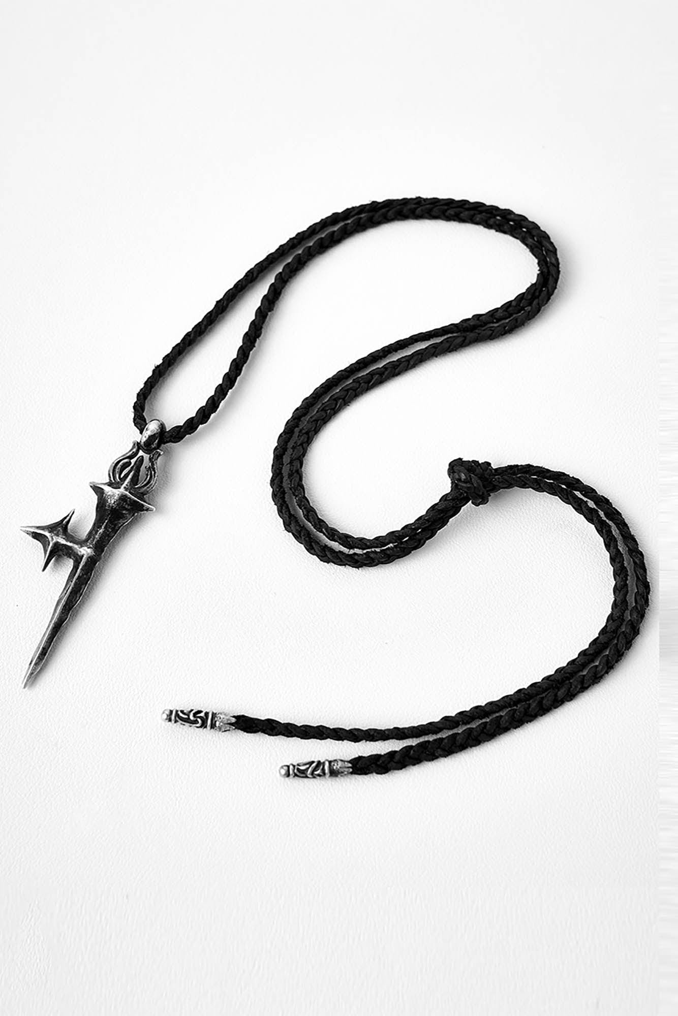 Chic Cross-Star Braided Necklace - artisan necklace - Artisan Braided Necklace with Oxidized Cross-Star Pendant - View 8