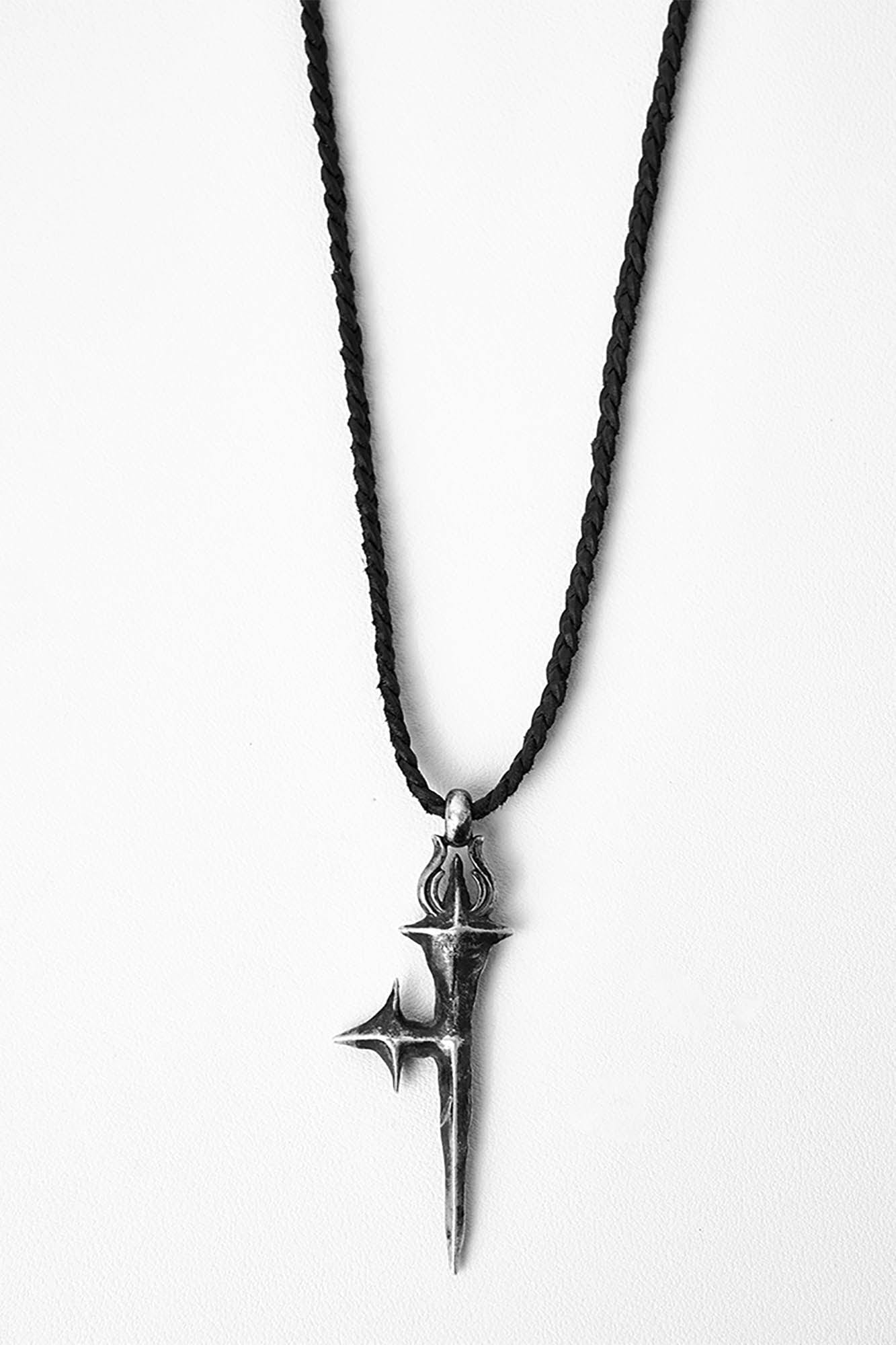Chic Cross-Star Braided Necklace - braided necklace - Artisan Braided Necklace with Oxidized Cross-Star Pendant - View 9