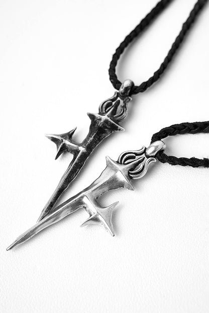 Chic Cross-Star Braided Necklace -  cross-star pendant - Artisan Braided Necklace with Oxidized Cross-Star Pendant - View 5