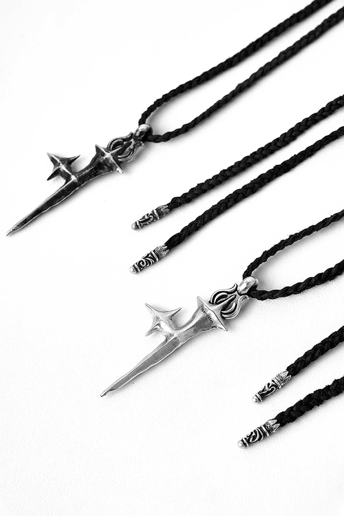 Chic Cross-Star Braided Necklace -  hand-braided - Artisan Braided Necklace with Oxidized Cross-Star Pendant - View 6