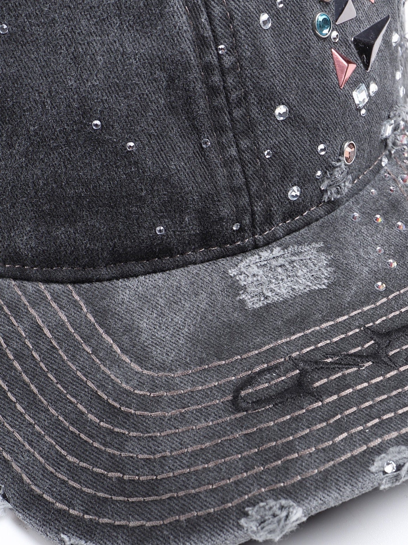 Chic Crystallized Distressed Hat -  crystallized hat - Stylish Distressed Hat with Crystals for Unique Flair - View 11