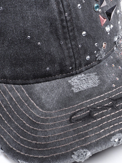 Chic Crystallized Distressed Hat -  crystallized hat - Stylish Distressed Hat with Crystals for Unique Flair - View 11
