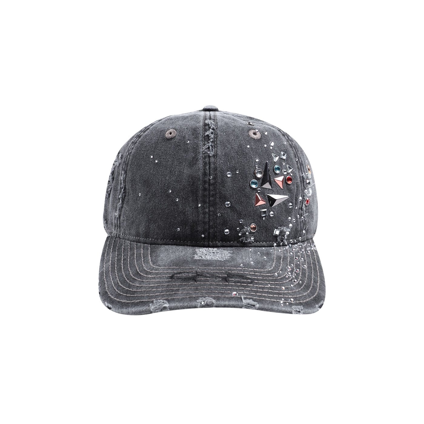 Chic Crystallized Distressed Hat - distressed look hat - Stylish Distressed Hat with Crystals for Unique Flair - View 2