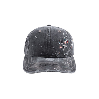 Chic Crystallized Distressed Hat - distressed look hat - Stylish Distressed Hat with Crystals for Unique Flair - View 2