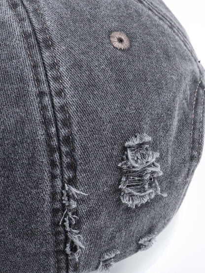 Chic Crystallized Distressed Hat -  frayed detailing cap - Stylish Distressed Hat with Crystals for Unique Flair - View 12