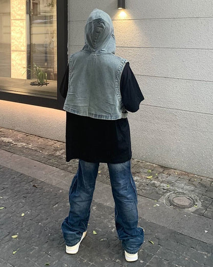 Chic Cutout Denim Vest -  streetwear - Trendy Cutout Denim Vest for Versatile Street Style - View 7