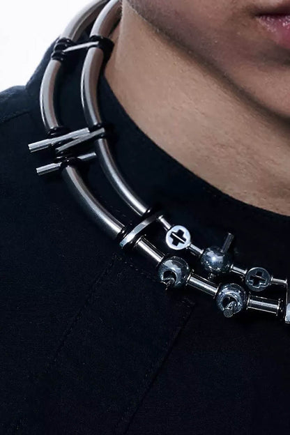 Chic Detachable Statement Necklace -  unique pendant design - Modern Detachable Necklace with Industrial Design - View 7