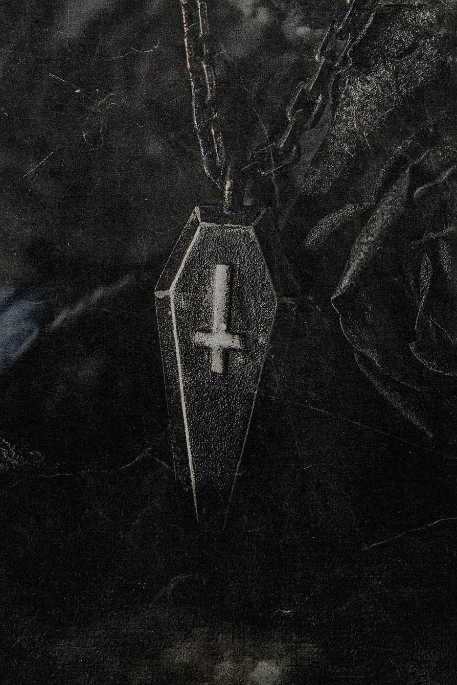 Chic Distressed Coffin Pendant -  bold fashion accessory - Gothic Distressed Coffin Pendant Necklace for Bold Style - View 3