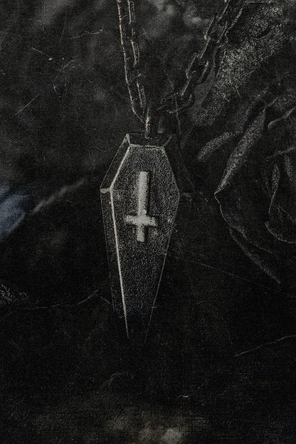 Chic Distressed Coffin Pendant -  bold fashion accessory - Gothic Distressed Coffin Pendant Necklace for Bold Style - View 3