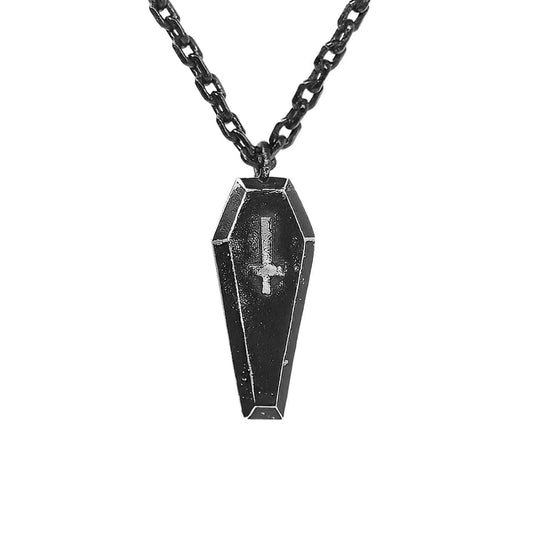 Chic Distressed Coffin Pendant - coffin pendant - Gothic Distressed Coffin Pendant Necklace for Bold Style - Main view
