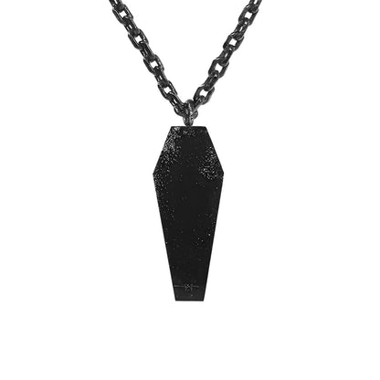 Chic Distressed Coffin Pendant - gothic aesthetics necklace - Gothic Distressed Coffin Pendant Necklace for Bold Style - View 2