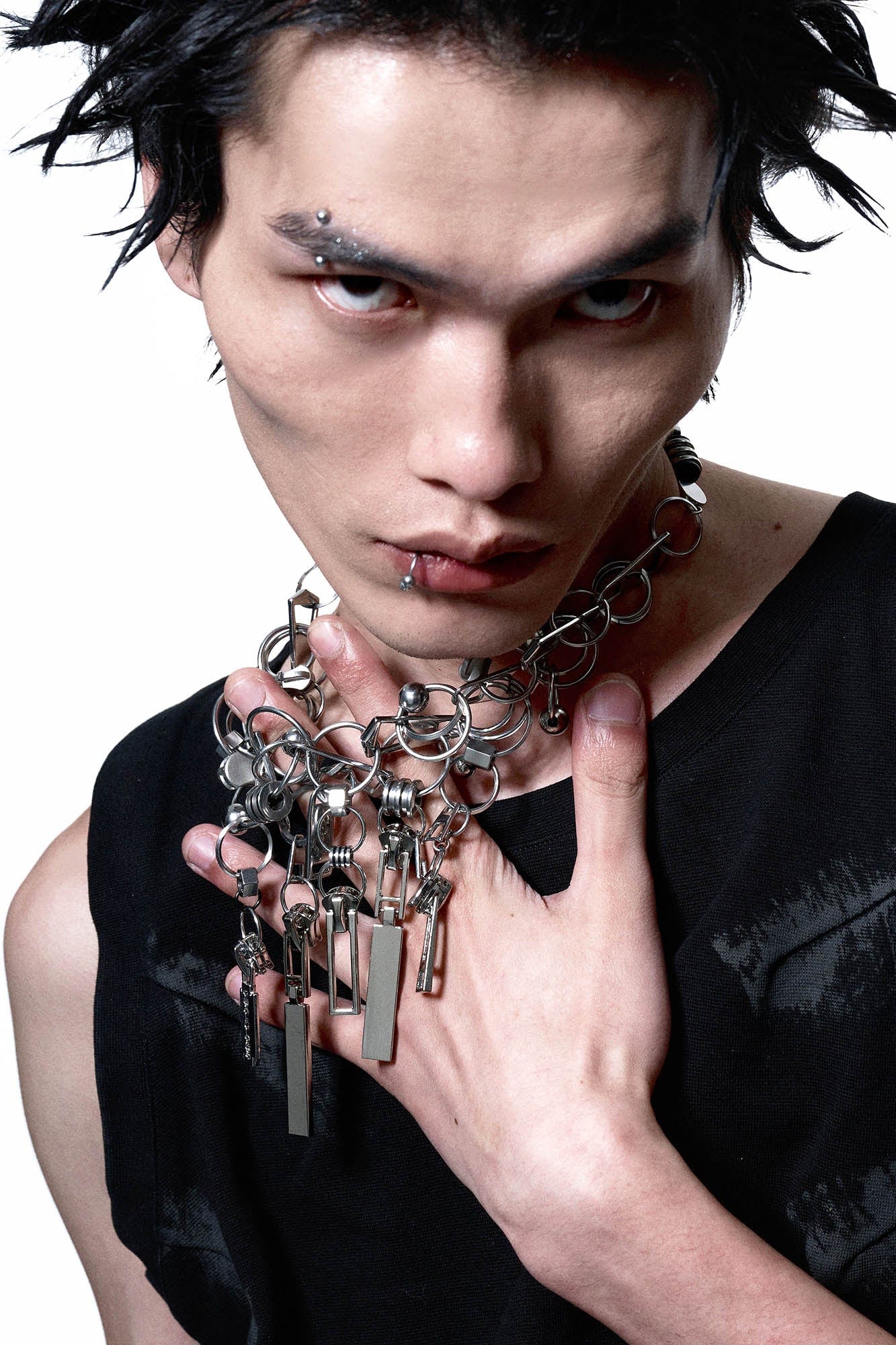 Chic Divergent Zipper Chain Necklace -  industrial style - Avant-Garde Zipper Chain Necklace with Unique Charms - View 5