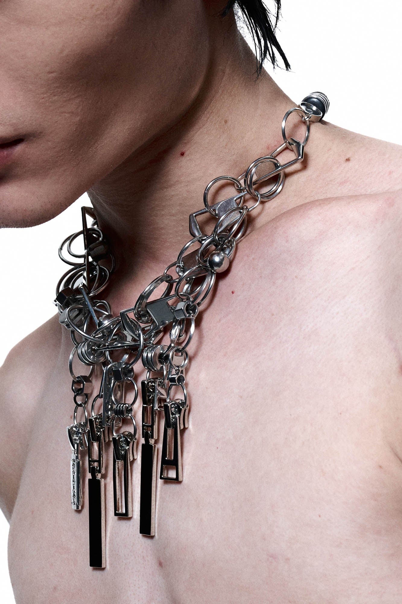 Chic Divergent Zipper Chain Necklace -  metal chain - Avant-Garde Zipper Chain Necklace with Unique Charms - View 6