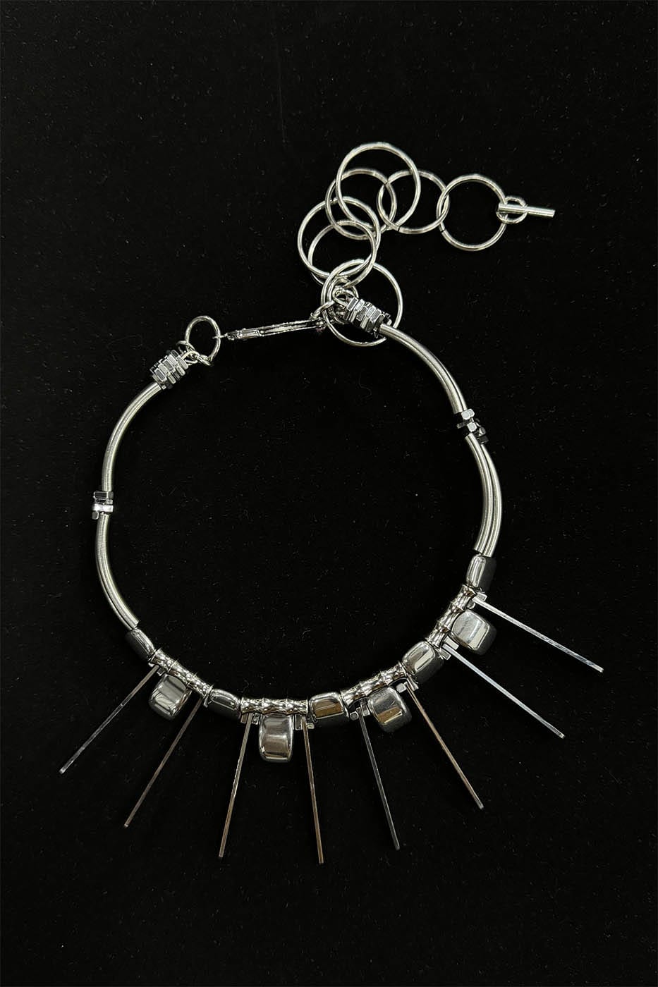Chic Double-Strand Spiked Necklace -  adjustable length necklace - Double-Strand Spiked Necklace for a Bold Statement - View 10