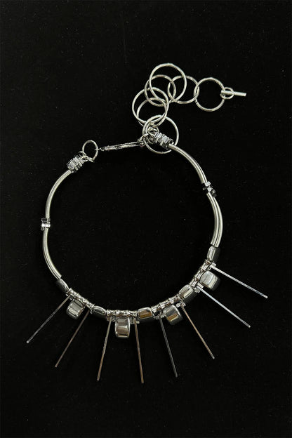 Chic Double-Strand Spiked Necklace -  adjustable length necklace - Double-Strand Spiked Necklace for a Bold Statement - View 10
