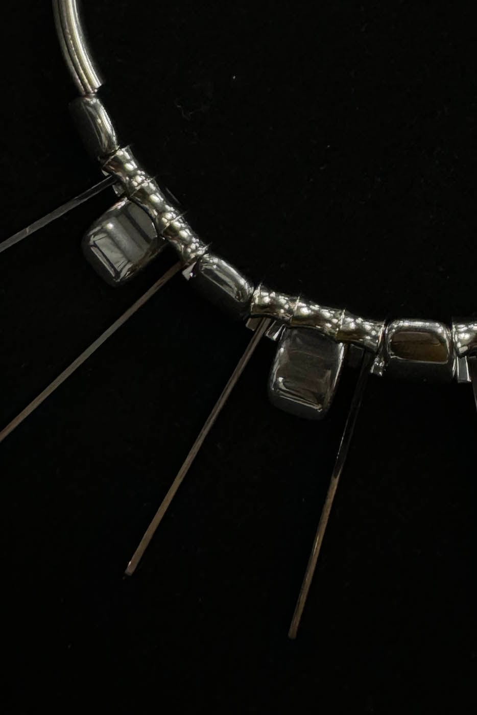 Chic Double-Strand Spiked Necklace -  statement accessory - Double-Strand Spiked Necklace for a Bold Statement - View 6