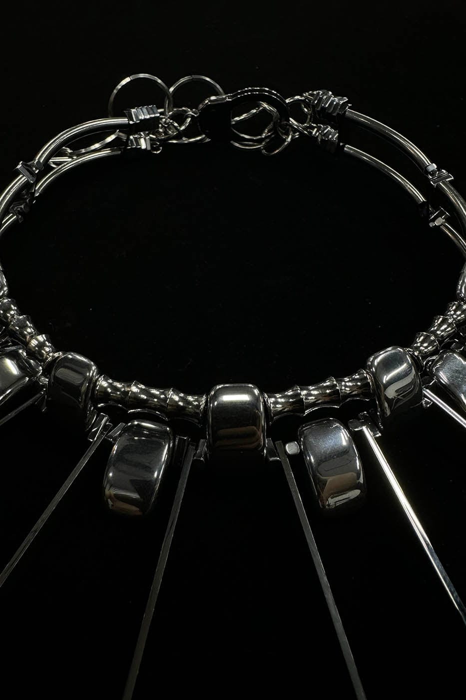 Chic Double-Strand Spiked Necklace -  techwear necklace - Double-Strand Spiked Necklace for a Bold Statement - View 7