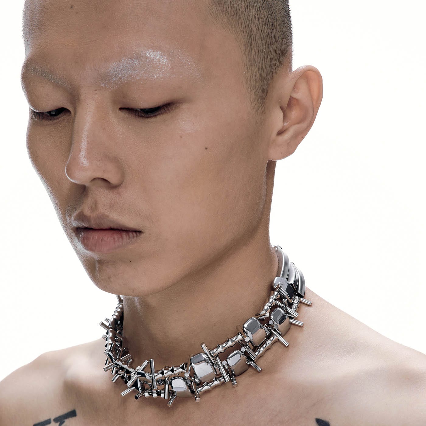 Chic Double-Strand Thorn Choker -  double-strand choker - Avant-Garde Double-Strand Thorn Choker for Bold Style - View 4