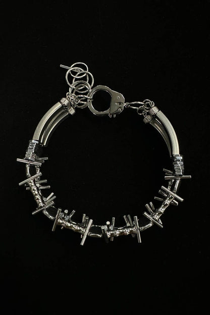 Chic Double-Strand Thorn Choker -  futuristic accessory - Avant-Garde Double-Strand Thorn Choker for Bold Style - View 13