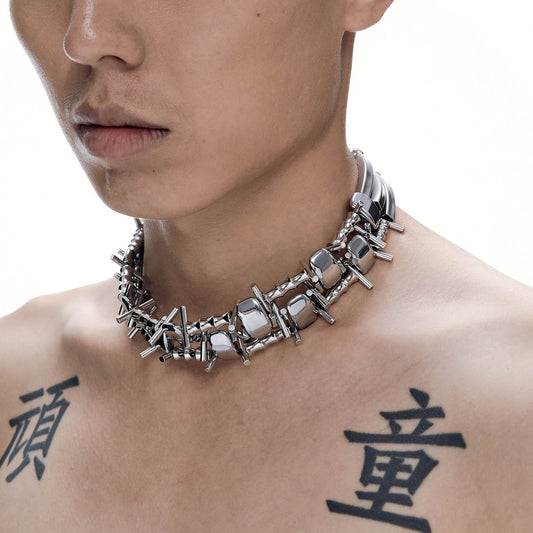 Chic Double-Strand Thorn Choker - stylish choker - Avant-Garde Double-Strand Thorn Choker for Bold Style - Main view