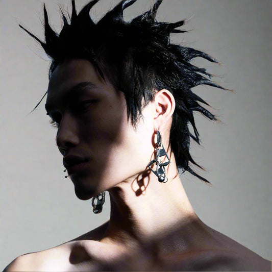 Chic Double-Zipper Earrings - double-zipper - Unique Double-Zipper Earrings with Detachable Pendants - Main view