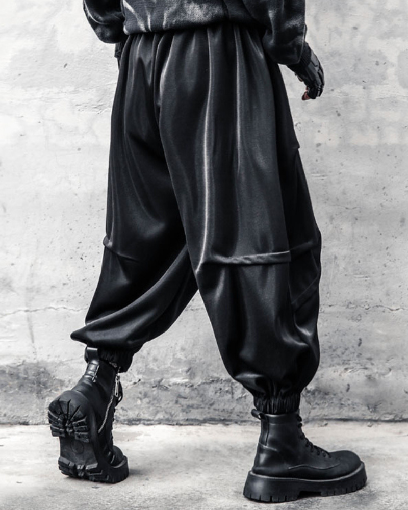 Chic Draped Tapered Cropped Pants -  black pants - Chic Draped Tapered Cropped Pants for Effortless Style - View 3