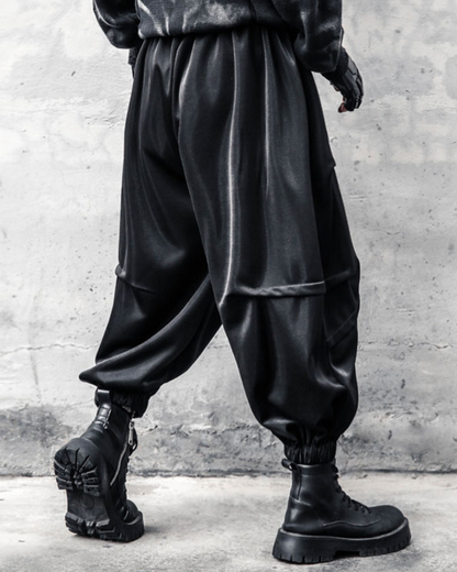 Chic Draped Tapered Cropped Pants -  black pants - Chic Draped Tapered Cropped Pants for Effortless Style - View 3