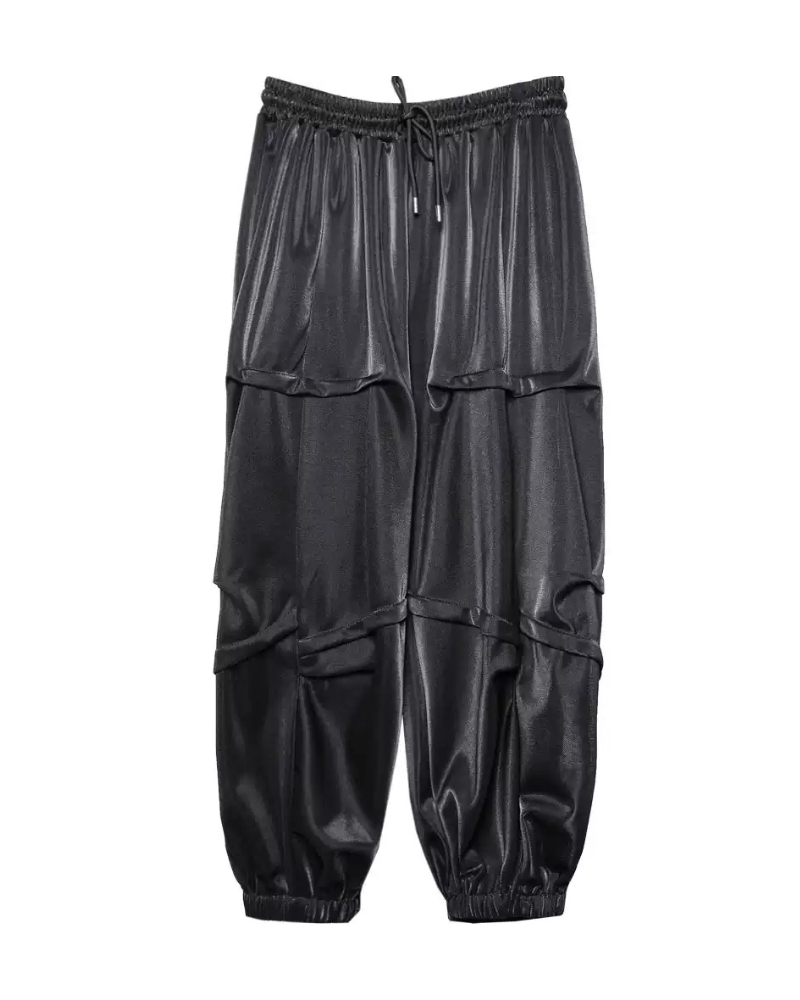 Chic Draped Tapered Cropped Pants -  black polyester pants - Chic Draped Tapered Cropped Pants for Effortless Style - View 4