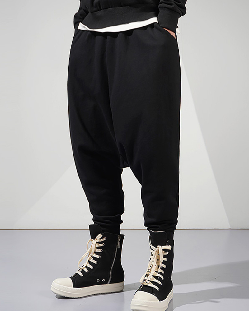 Chic Drop-Crotch Hakama Trousers -  comfortable trousers - Chic Drop-Crotch Hakama Trousers for Urban Style - View 3