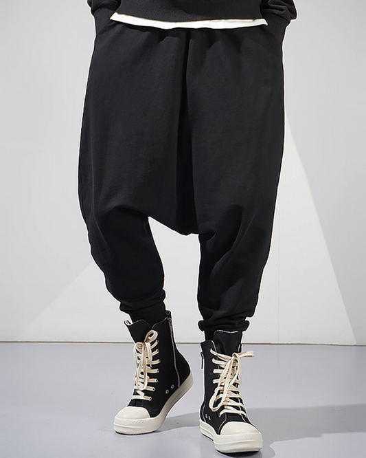 Chic Drop-Crotch Hakama Trousers - hakama trousers - Chic Drop-Crotch Hakama Trousers for Urban Style - Main view