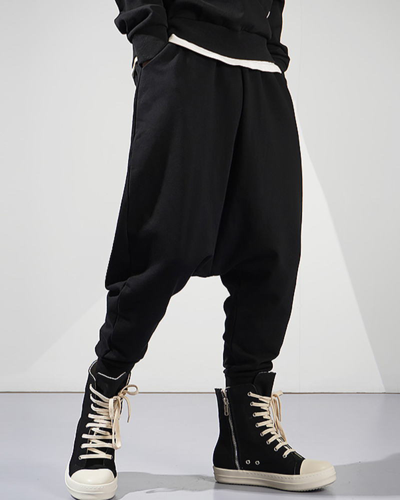 Chic Drop-Crotch Hakama Trousers -  loose fit - Chic Drop-Crotch Hakama Trousers for Urban Style - View 5