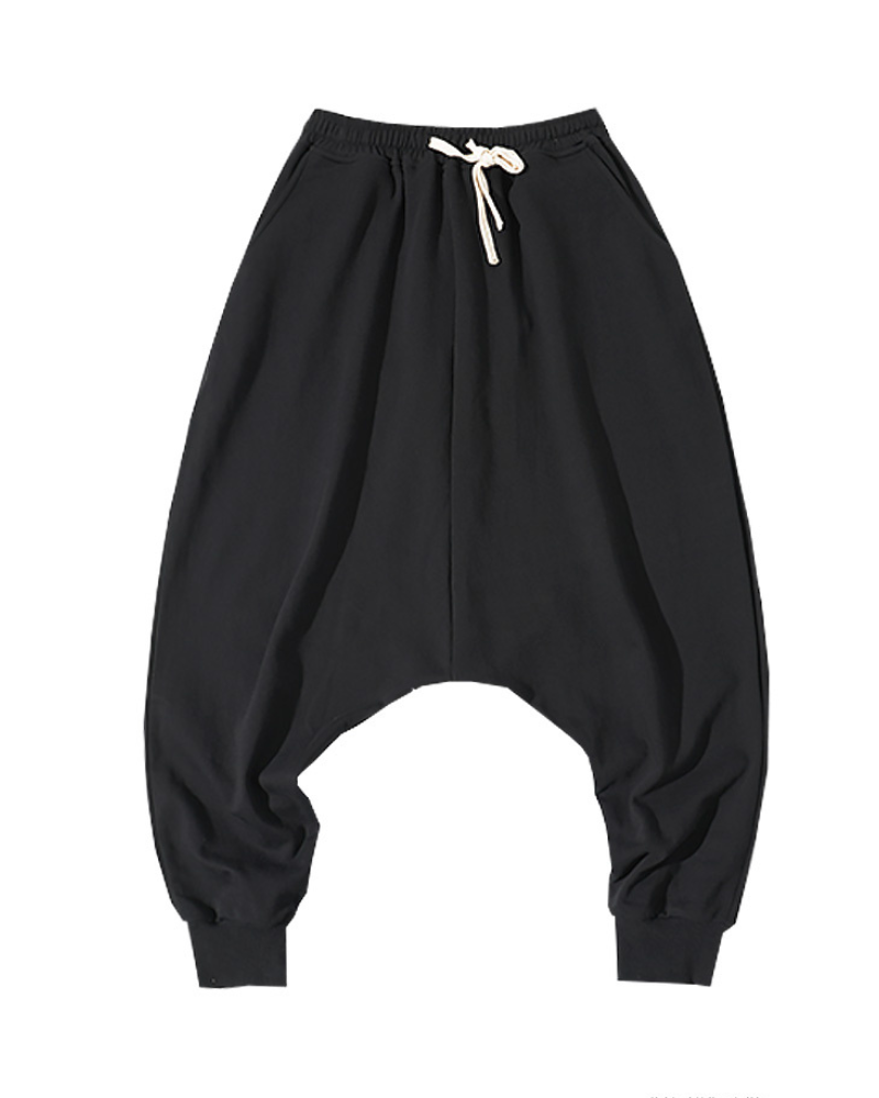Chic Drop-Crotch Hakama Trousers -  streetwear - Chic Drop-Crotch Hakama Trousers for Urban Style - View 7
