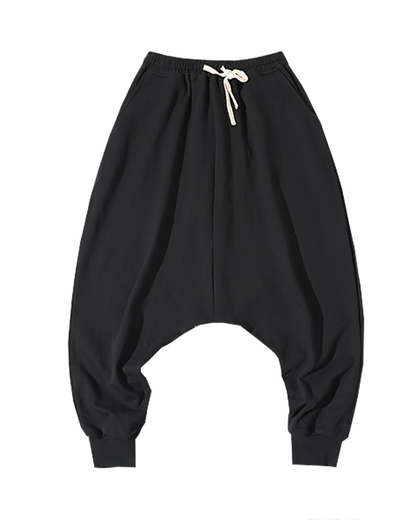 Chic Drop-Crotch Hakama Trousers -  streetwear - Chic Drop-Crotch Hakama Trousers for Urban Style - View 7