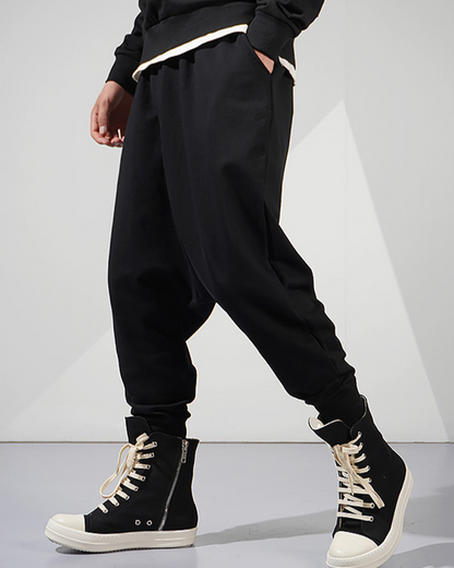 Chic Drop-Crotch Hakama Trousers - streetwear pants - Chic Drop-Crotch Hakama Trousers for Urban Style - View 2