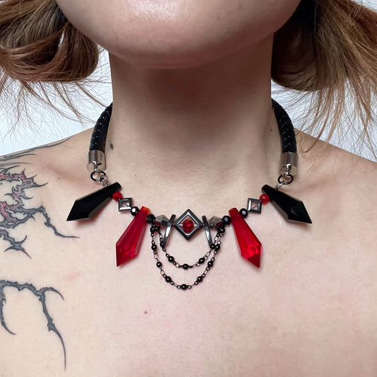 Chic Faux Leather Choker - faux leather - Chic Faux Leather Choker with Red Gemstone - Main view